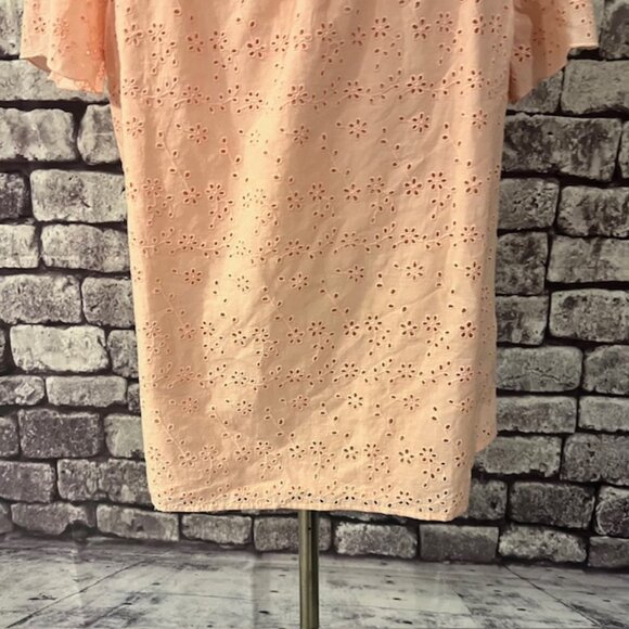 Talbots NWT Peach Eyelet Fabric Blouse Size 2X - Picture 3 of 8